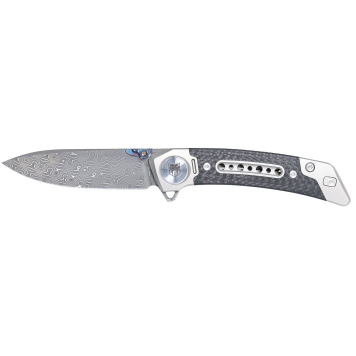 CobraTec Knives CTEMPDAMDNS Emperor3" Folding Drop Point Plain Damascus VG-10 SS Blade, 4.25" Carbon Fiber/SS Titanium Handle