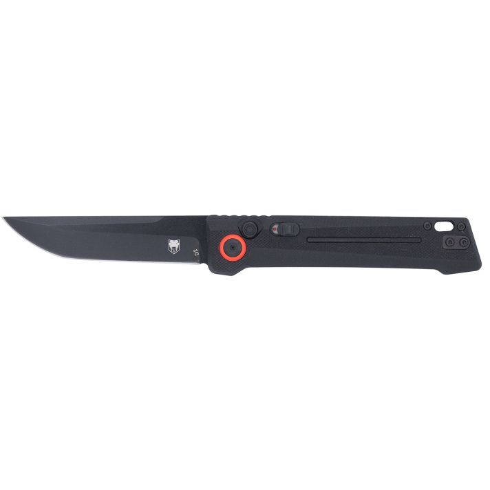 CobraTec Knives CTIFRBLK Inferno3.50" OTF Tanto Plain Black TiCN D2 Steel Blade, 4.75" Black Textured Handle