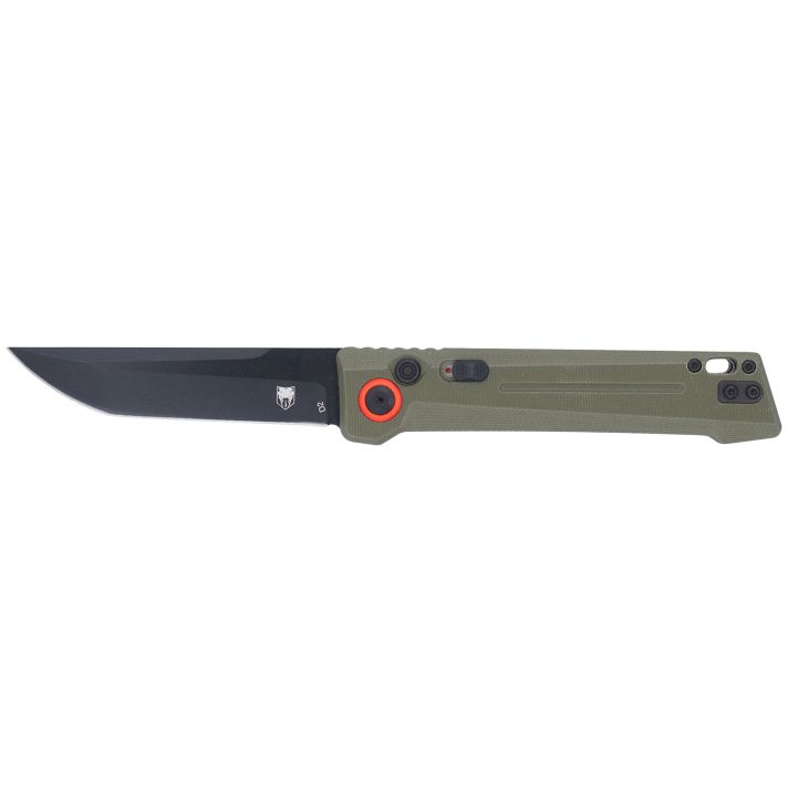 CobraTec Knives CTIFRODG Inferno3.50" OTF Tanto Plain Black TiCN D2 Steel Blade, 4.75" OD Green Textured Handle