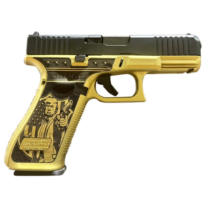 Glock PA475S204MOSNDONWICK G47 Gen5 MOS Don Wick 9mm Luger 17+1 4.49" Black GMB Barrel, Black nDLC Steel MOS Cut/Serrated Slide, Gold w/Trump & Engraving Polymer Frame w/Picatinny Rail, Ambidextrous