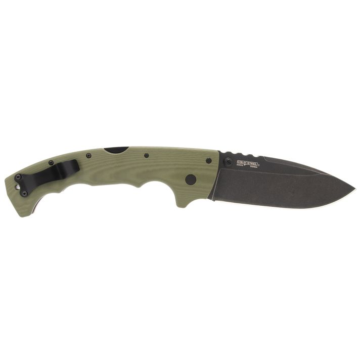 Cold Steel CSFL50MAX 5-Max5" Folding Drop Point Plain Black Stonewashed S35VN Blade, 7.13" OD Green Textured G10 Handle