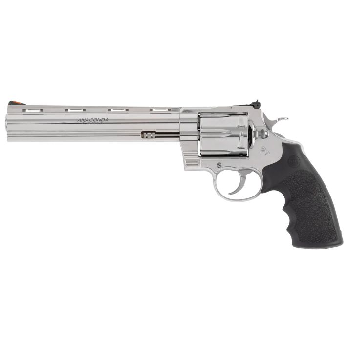 Colt Mfg ANACONDASP8RTS45C Anaconda45 Colt (Long Colt) 6rd Shot 8" Stainless Vent Rib Barrel, Cylinder & Frame, Black Grip