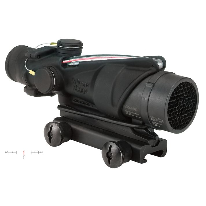 Trijicon 100230 ACOGBlack Hardcoat Anodized 4x32mm Illuminated Red Chevron Reticle