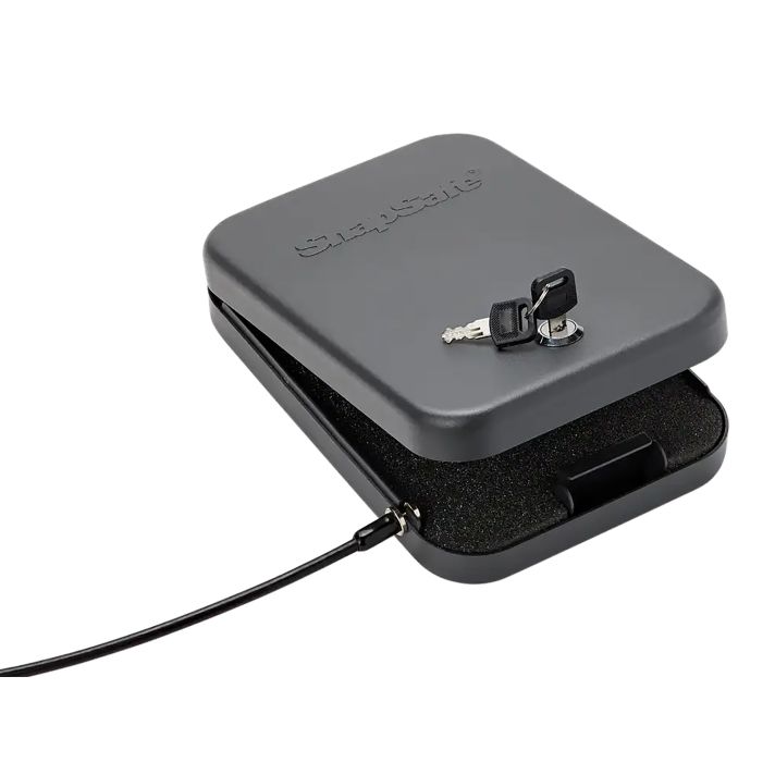 SnapSafe 75200 Lock BoxLarge Key Entry Black Steel Holds 1 Handgun 9.50" L x 6.50" W x 1.75" D
