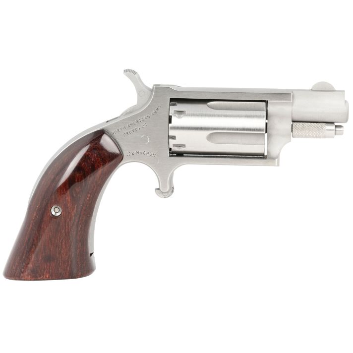 North American Arms 22MSGBG Mini-Revolver22 WMR 5 rd 1.13" Barrel, Stainless Steel Barrel/Cylinder/Frame, Exclusive Wood Boot Grip