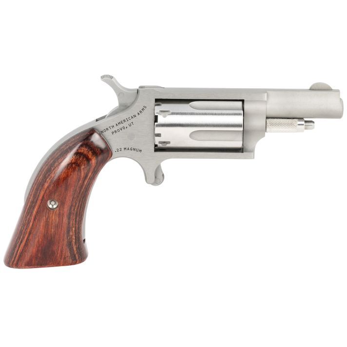 North American Arms 22MGBG Mini-Revolver22 WMR 5 Shot 1.63" Barrel, Stainless Steel Barrel/Cylinder/Frame, Exclusive Wood Boot Grip