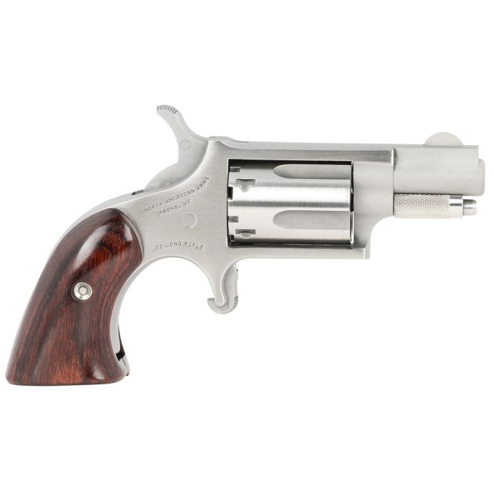 North American Arms 22LRGBG Mini-Revolver22 LR 5 rd 1.13" Barrel, Stainless Steel Barrel/Cylinder/Frame, Exclusive Wood Boot Grip
