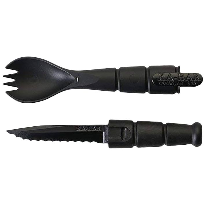 Ka-Bar 9909 Spork/KnifeBlack Creamid 2.50" Serrated 6.88" Long