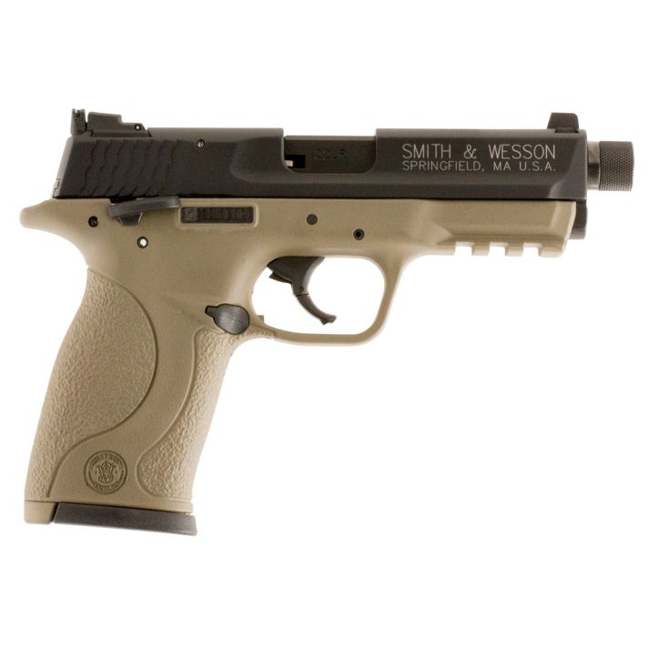 Smith & Wesson 10242 M&PCompact Frame 22 LR 10+1 3.60" Black Steel Threaded Barrel & Serrated Slide, Flat Dark Earth Cerakote Polymer Frame w/Picatinny Rail, Ambidextrous