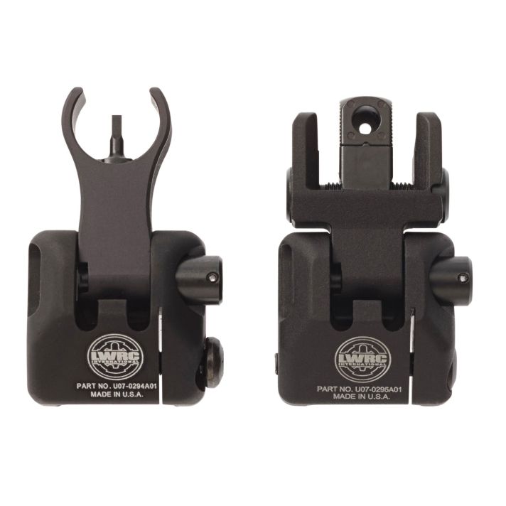 LWRC 2000065A01 Skirmish Back Up Iron Sights SetBlack Folding for AR-15