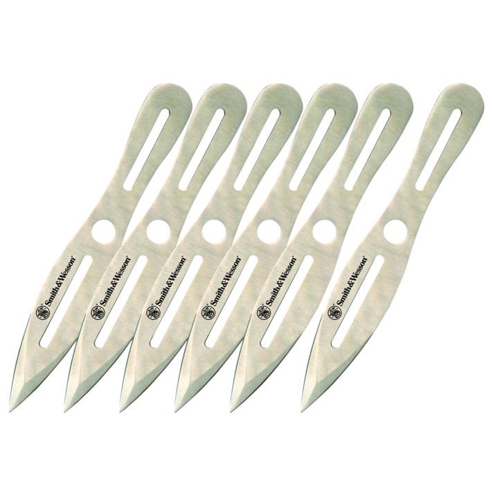 Smith & Wesson Knives SWTK8CP Bullseye Throwing Knives 4.50" Fixed Spear Point Plain 2Cr13MoV SS Blade, 2Cr13 Stainless Handle, 8" OAL, 6 Pack