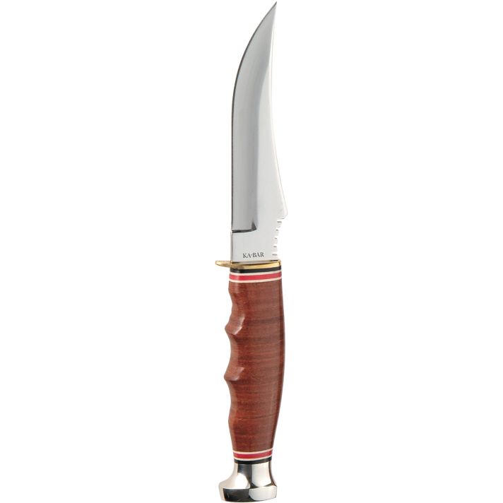 Ka-Bar 1233 Skinner4.38" Fixed Skinner Plain Polished 5Cr15MoV SS Blade, Brown Leather Handle, Includes Sheath