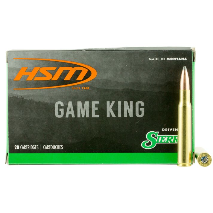 HSM 300641N Game King30-06 Springfield 180 gr Sierra GameKing Spitzer Boat Tail 20 Per Box/ 20 Case