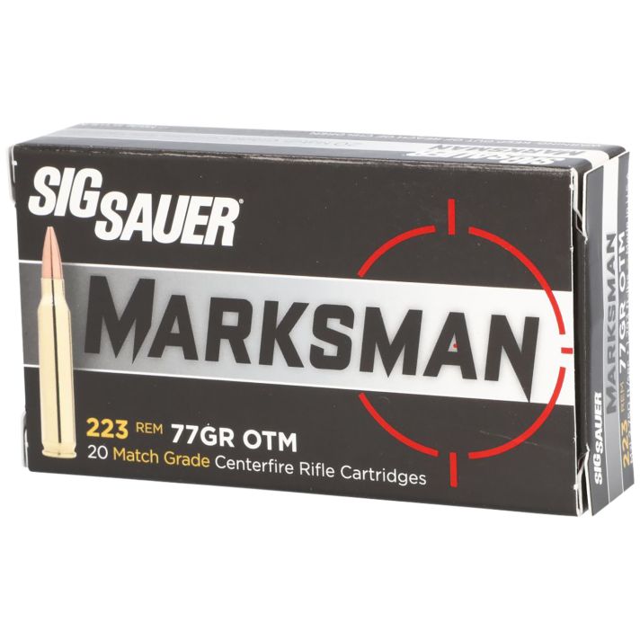 Sig Sauer E223M120 Marksman223 Rem 77 gr Open Tip Match 20 Per Box/ 25 Case