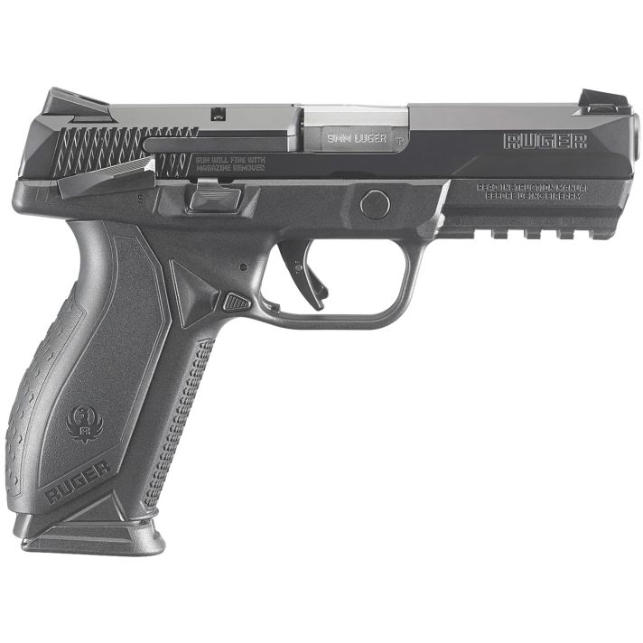 Ruger 8638 AmericanDuty Frame 9mm Luger 10+1 4.20" Stainless Steel Barrel, Black Nitride Serrated Stainless Steel Slide, Black Polymer Frame w/Picatinny Rail, Textured Wraparound Grip, Right Hand