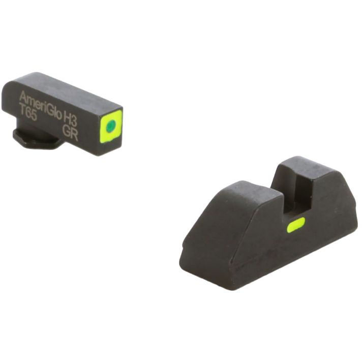 AmeriGlo GL605 CAP Sight Set for GlockGreen Tritium LumiGreen Outline Front Sight-LumiGreen Bar Rear Sight