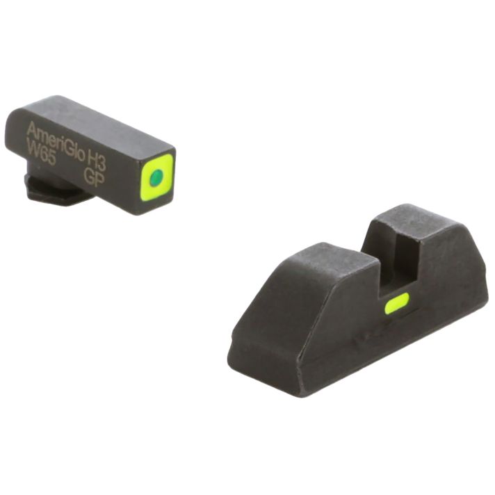 AmeriGlo GL614 CAP Sight Set for GlockGreen Tritium LumiGreen Outline Front Sight-LumiGreen Bar Rear Sight
