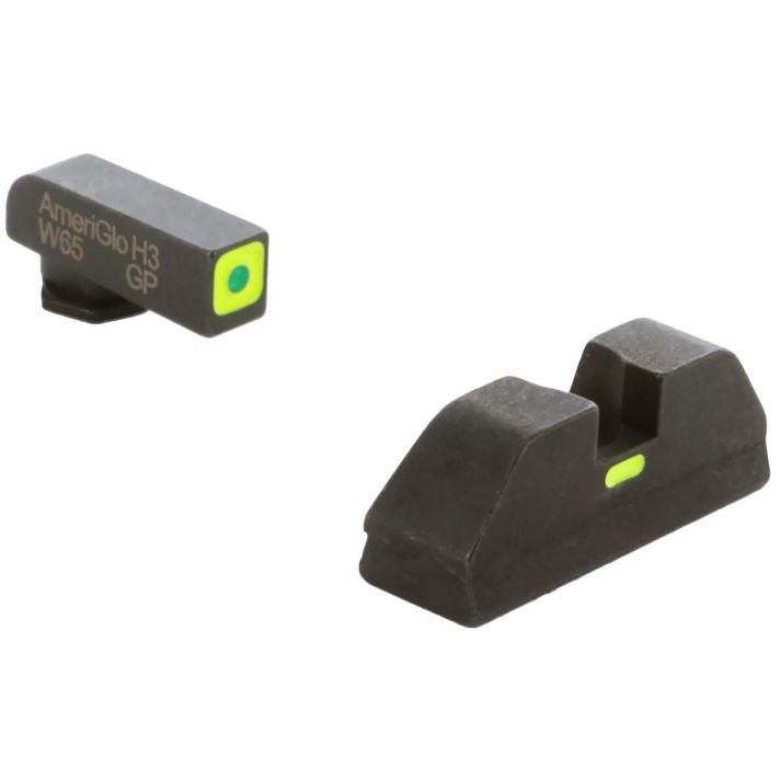 AmeriGlo GL615 CAP Sight Set for GlockGreen Tritium LumiGreen Outline Front Sight-LumiGreen Bar Rear Sight