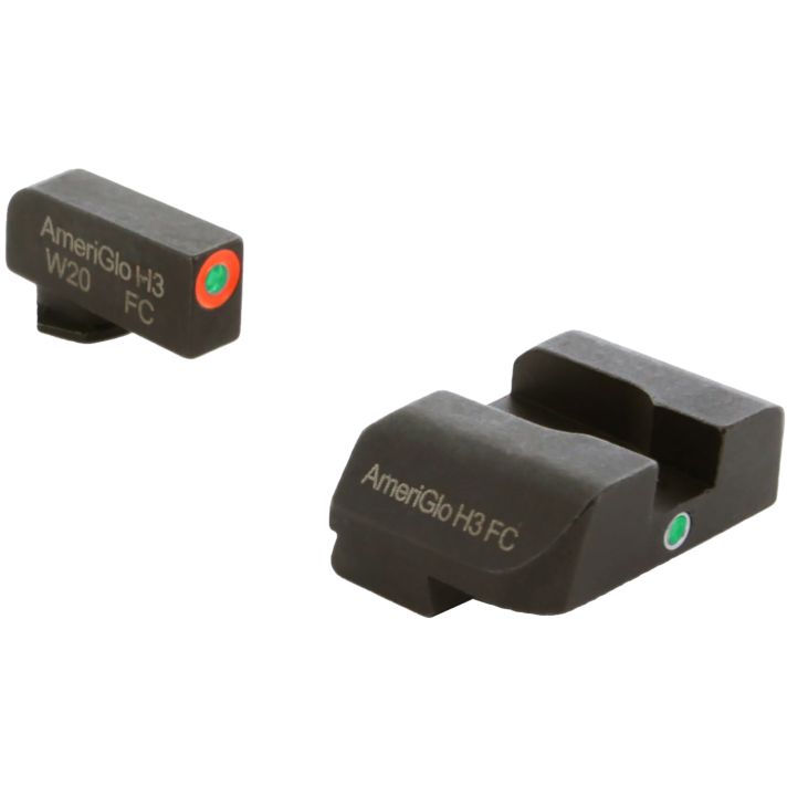 AmeriGlo GL201 i-Dot SightSet for GlockGreen Tritium Orange Outline Front Sight-Green Tritium Rear Sight
