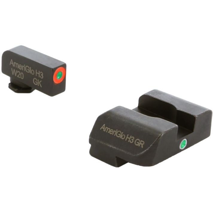 AmeriGlo GL203 i-Dot SightSet for GlockGreen Tritium Orange Outline Front Sight-Green Tritium Rear Sight