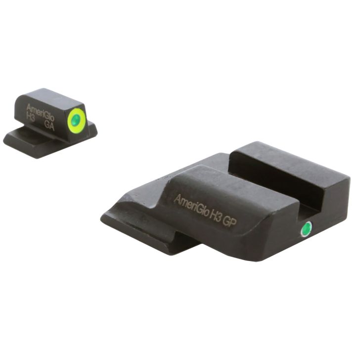 AmeriGlo SW301 i-Dot Sight Set for Smith & Wesson M&PGreen Tritium LumiGreen Outline Front Sight-Green Tritium Rear Sight