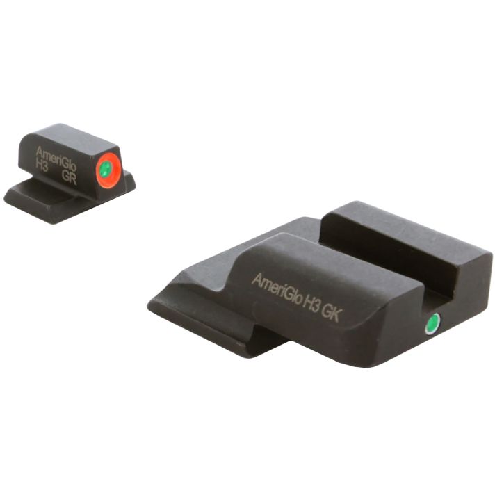 AmeriGlo SW245 i-Dot Sight Set for Smith & Wesson M&P ShieldGreen Tritium Orange Outline Front Sight-Green Tritium Rear Sight