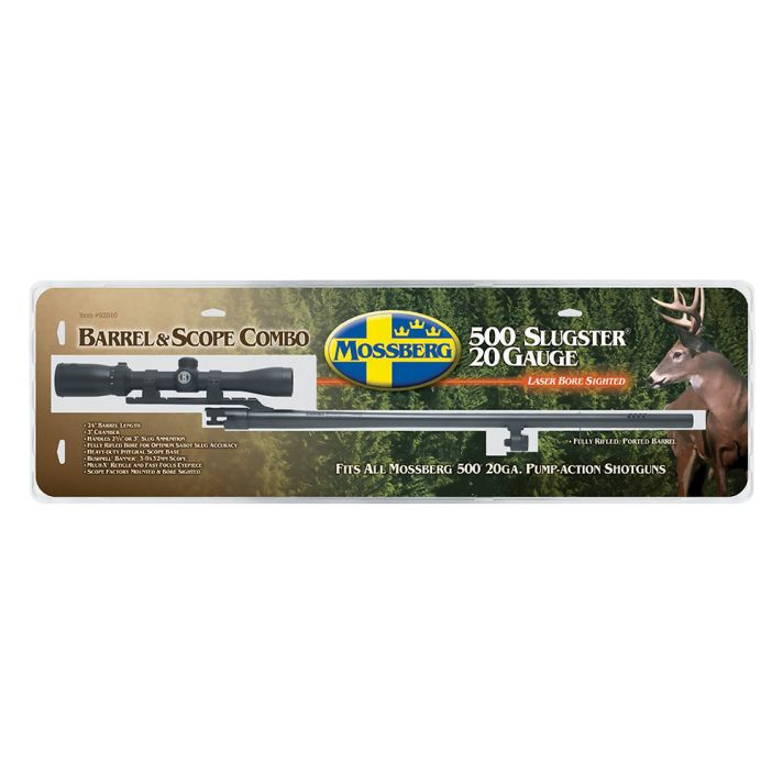 Mossberg 92010 OEM20 Gauge 24" Slug Barrel w/Cantilever Mount, Fully-Rifled Bore & Blued Finish, For Use w/Mossberg 500 & Maverick 88 6-Shot Models, Includes 3-9x40mm Scope