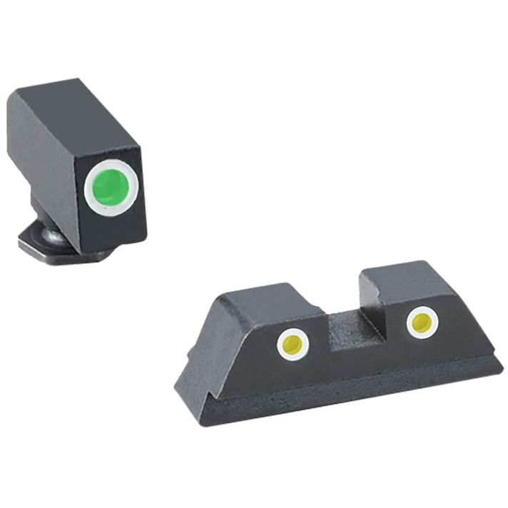 TruGlo TG231G1AW Tritium ProWhite Outline Tritium Front/Green Tritium Rear/Black Nitride Fortress Frame,Compatible w/Glock 42/43/43X/48 Except MOS, Front Post/Rear Dovetail Mount