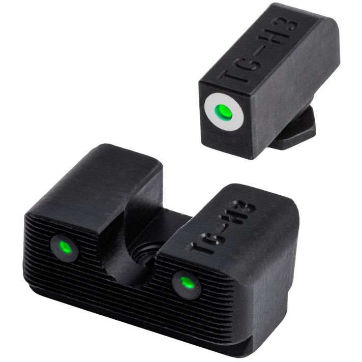 TruGlo TG231G1W Tritium ProLow, White Outline Tritium Front/Green Tritium Rear/Black Nitride Fortress Frame, Compatible w/Most Glock Except MOS, Front Post/Rear Dovetail Mount