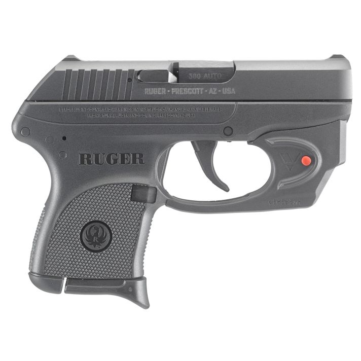 Ruger 3752 LCP w/Laser 380 ACP 6+1 2.75" Black Steel Barrel, Black Oxide Serrated Steel Slide, Black Polymer Frame, Black Polymer Grip, Viridian E-Series Red Laser