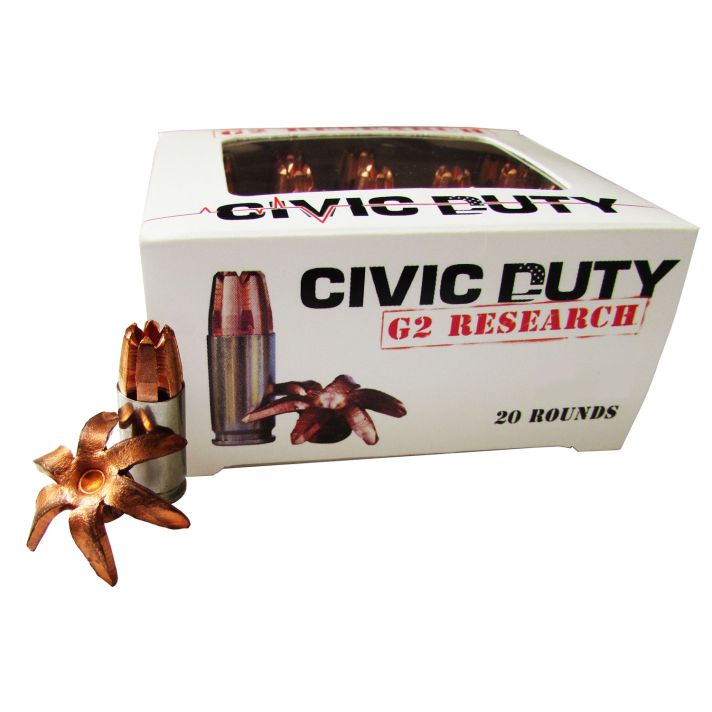 G2 Research G00617 Civic Duty45ACP 164gr Copper Expansion Projectile 20 Per Box/25 Case