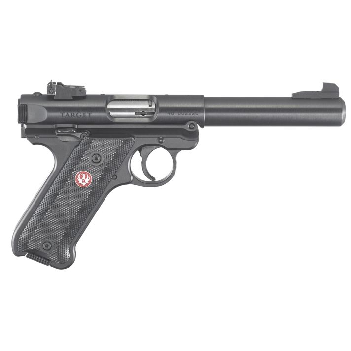 Ruger 40101 Mark IV Target 22 LR 10+1 5.50" Blued Bull Barrel Blued. Blued Aluminum Frame, Drilled & Tapped Receiver, Black Checkered Polymer Grip, Right Hand