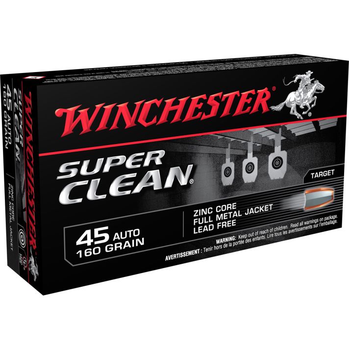 Winchester Ammo W45LF Super Clean45ACP 160gr Lead Free Full Metal Jacket 50 Per Box/10 Case
