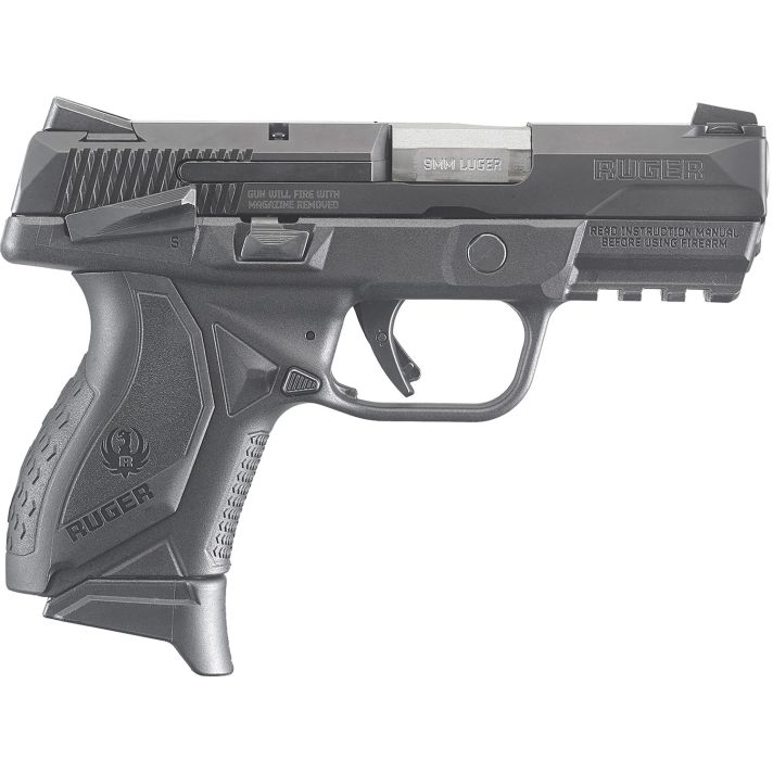 Ruger 8639 American Pistol Compact 9mm Luger 3.55" Barrel 17+1 Or 12+1, Black Polymer Frame With Picatinny Acc. Rail,Nitride Stainless Steel Slide, Ambidextrous Manual Safety