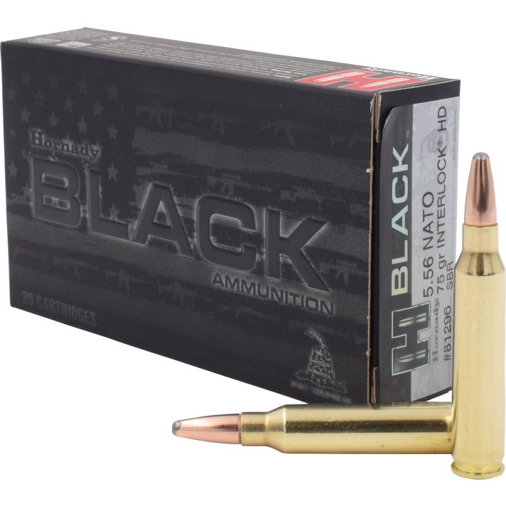 Hornady 81296 Black5.56x45mmNATO 75gr InterLock Heavy Duty 20 Per Box/10 Case