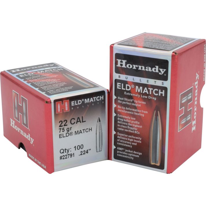 Hornady 22791 ELD Match22 Cal .224 75 gr Extremely Low Drag Match 100 Per Box/ 25 Case