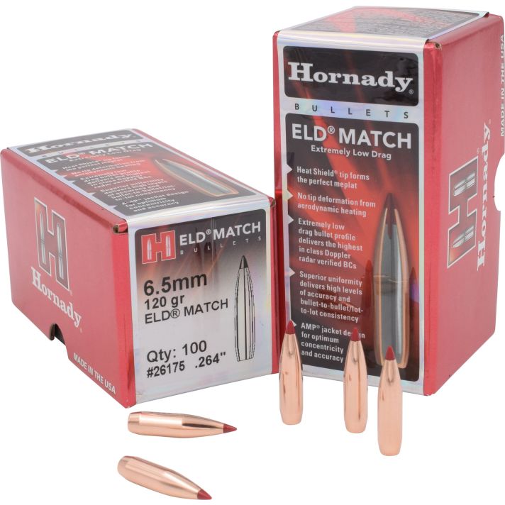Hornady 26175 ELD Match6.5mm .264 120 gr Extremely Low Drag Match 100 Per Box/ 25 Case
