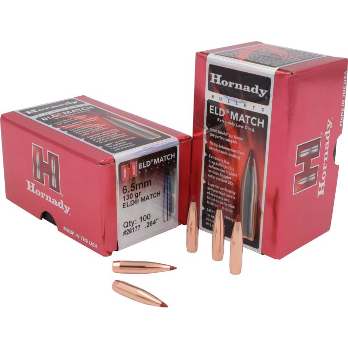 Hornady 26177 ELD Match6.5mm .264 130 gr Extremely Low Drag Match 100 Per Box/ 15 Case