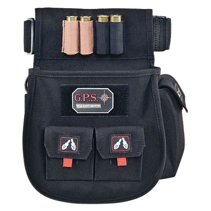 GPS Bags 1094CSP Deluxe Double Shotshell Pouch Black Polyester Waist Mount 30-52" Belt