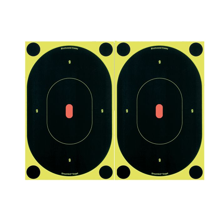 Birchwood Casey 34710 Shoot-N-C Reactive Target Self-Adhesive Paper Black/Yellow 7" Oval Silhouette 6 Pack