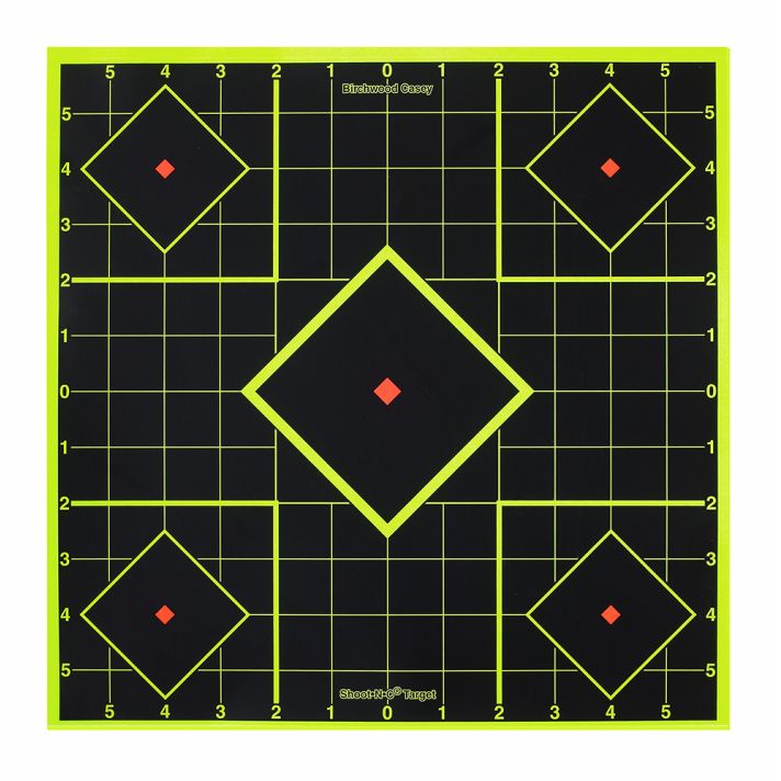 Birchwood Casey 34105 Shoot-N-C Reactive Target Self-Adhesive Paper Black/Yellow 8" 5-Diamond 6 Pack