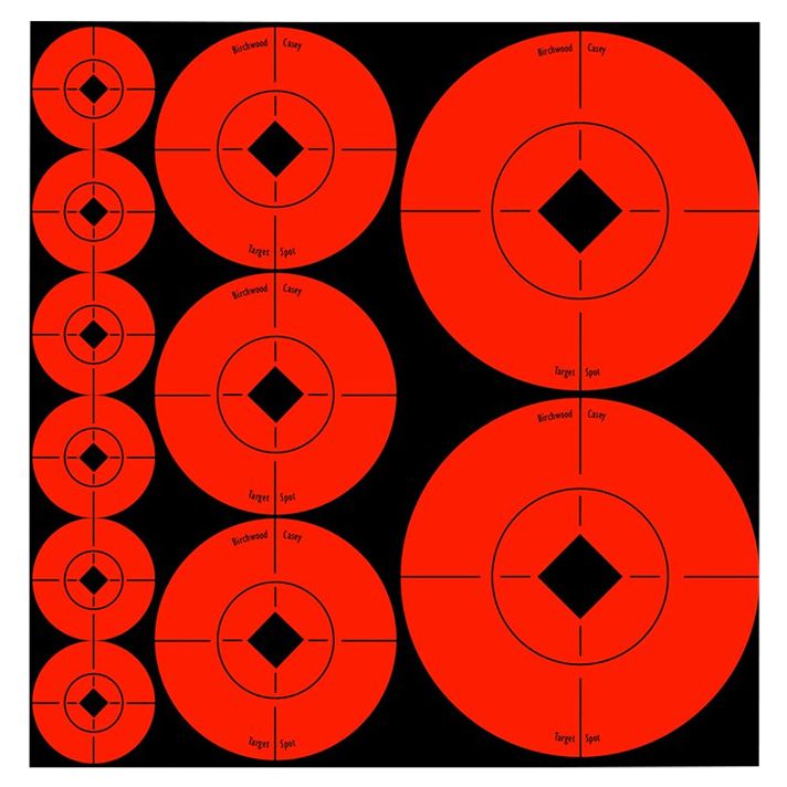 Birchwood Casey 33928 Target SpotsSelf-Adhesive Paper Black/Orange Bullseye 60 Pack