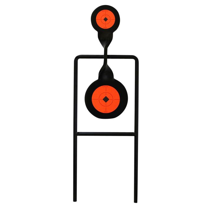 Birchwood Casey 46244 World of Targets Double Mag Handgun Black/Orange Steel Bullseye Standing