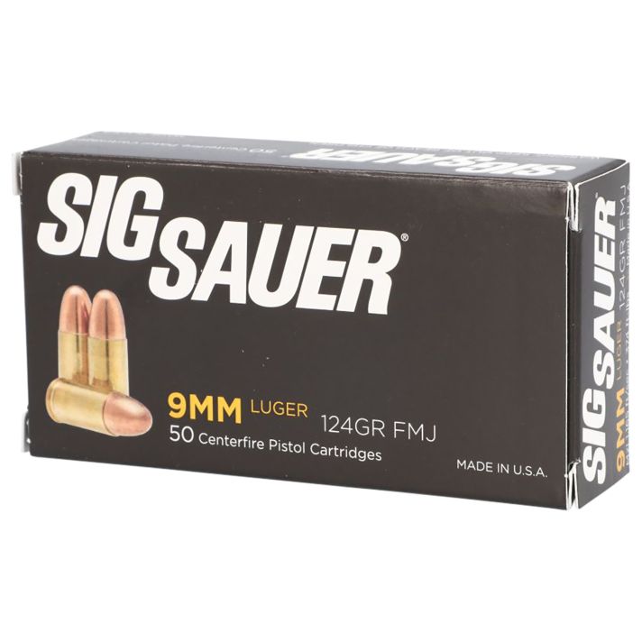 Sig Sauer E9MMB250 Elite Ball9mmLuger 124gr Full Metal Jacket 50 Per Box/20 Case