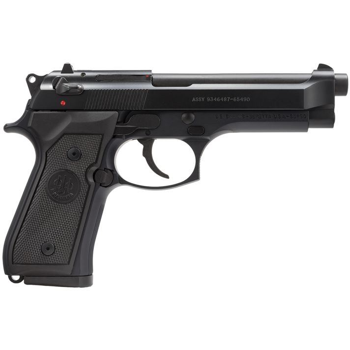 Beretta USA J92M9A0M M9Full Size Frame 9mm Luger 15+1, 4.90" Steel Barrel, Black Bruniton Serrated Steel Slide & Aluminum Frame w/Beavertail, Ambidextrous