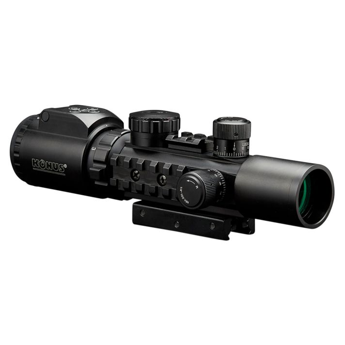 Konus 7170 KonusPro AS-34 Matte Black 2-6x28mm 34mm Tube Dual Illuminated Green/Red Engraved Mil-Dot Reticle Features Bubble Level