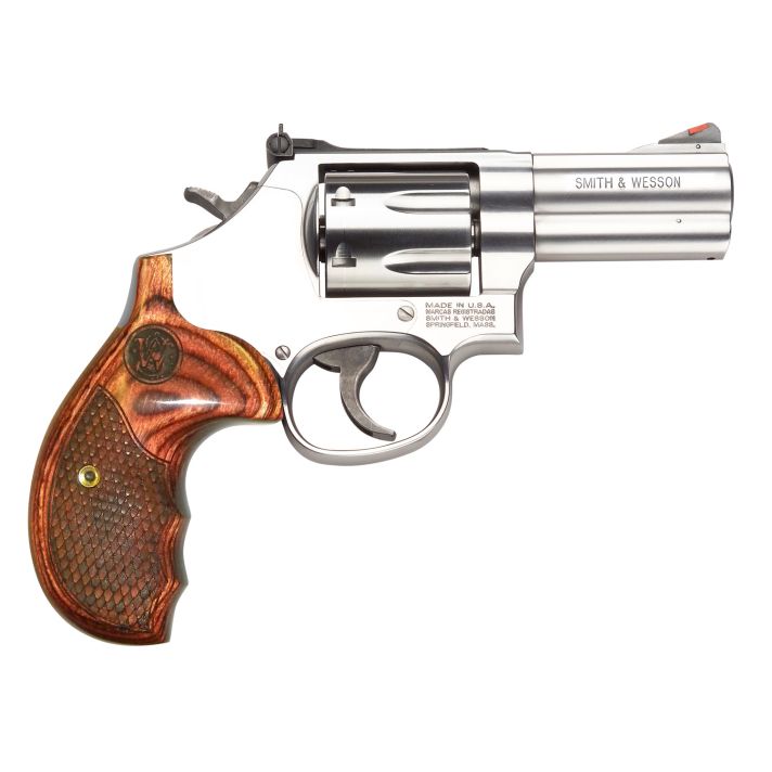 Smith & Wesson 150713 Model 686 Plus Deluxe 357 Mag or 38 S&W Spl +P Stainless Steel 3" Barrel & 7rd Cylinder,Satin Stainless Steel L-Frame, Textured Wood Grip, Internal Lock