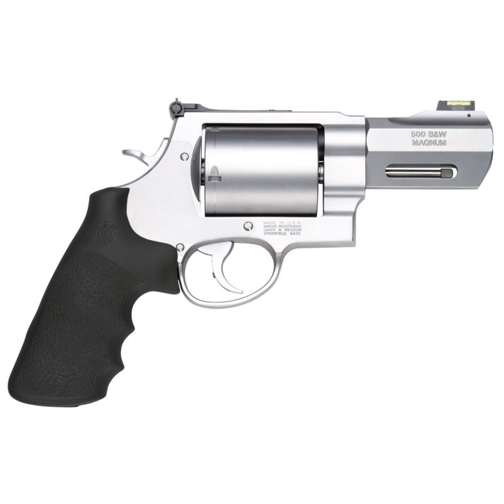 Smith & Wesson 11623 Model 500 Performance Center500 S&W Mag Stainless Steel 3.50" Barrel, 5rd Unfluted Cylinder & X Frame, Trigger Overtravel Stop, HiViz Fiber Optic Front Sight