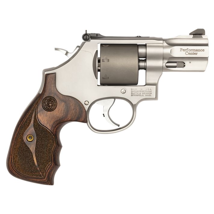 Smith & Wesson 10227 Performance Center Model 986 9mm Luger 7rd 2.50" Stainless Steel Barrel with Recessed Crown, Unfluted Cylinder, Stainless Steel Frame with Custom Wood Grip Includes Moon Clips