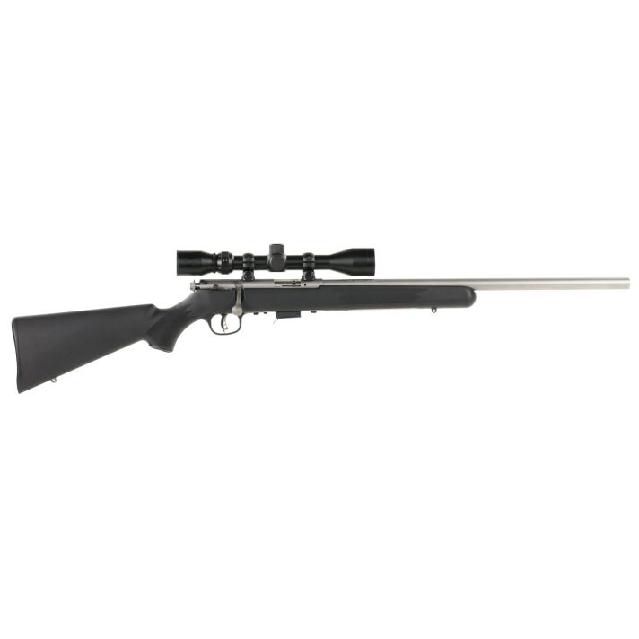 Savage Arms 95200 93 FVSS XP Full Size 22 WMR 5+1 21" Matte Stainless Heavy Barrel, Matte Drilled & Tapped Stainless Steel Receiver, Matte Black Fixed Synthetic Stock, 3-9x40mm Duplex, Right Hand